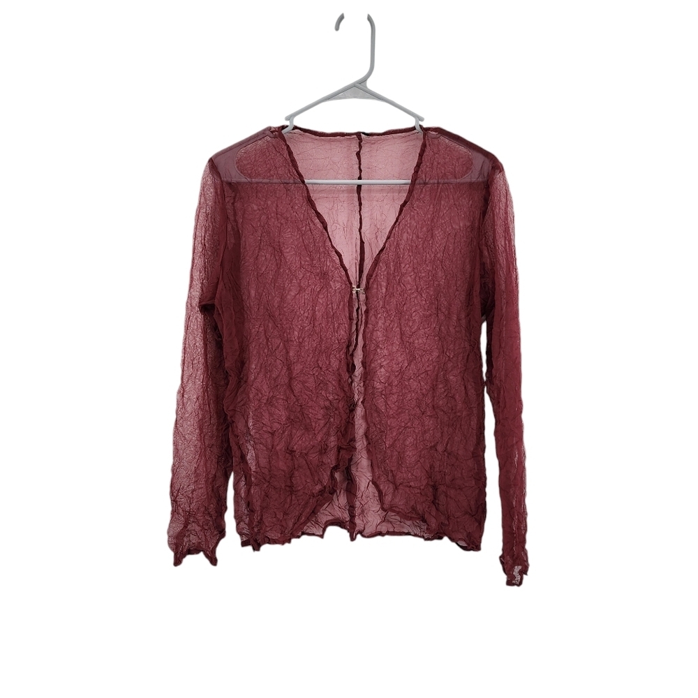 Babette Women's Mesh Long Sleeves Crinkle Cardigan Top